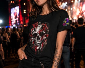 Grunge Blood Splatter Skull Tee | Distressed Skull Graphic T-Shirt