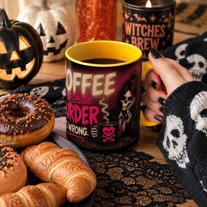 Mug humoristique « Café : Parce que le meurtre est mal », Mug à café humoristique et noir, Cadeau humoristique pour les amateurs de café, Mug à café original image 13