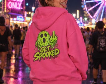 Get Spooked ghost graphic Hoodie | Halloween horror skull design