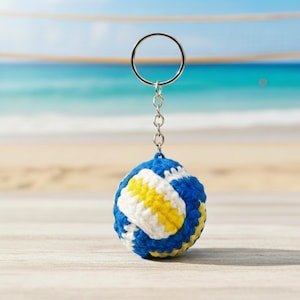 Handmade Crochet Volleyball Keychain, Mini Volleyball Keyring, Amigurumi Sport Charm, Team Gift for Player Coach, Volleyball Fan Gift