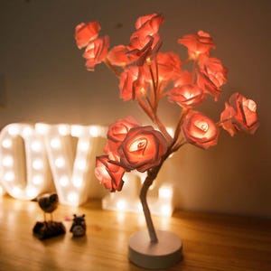 Rose Tree Lamp – Romantic LED Flower Light | Aesthetic Bedroom Decor | Gift for Her | USB/Battery Night Light