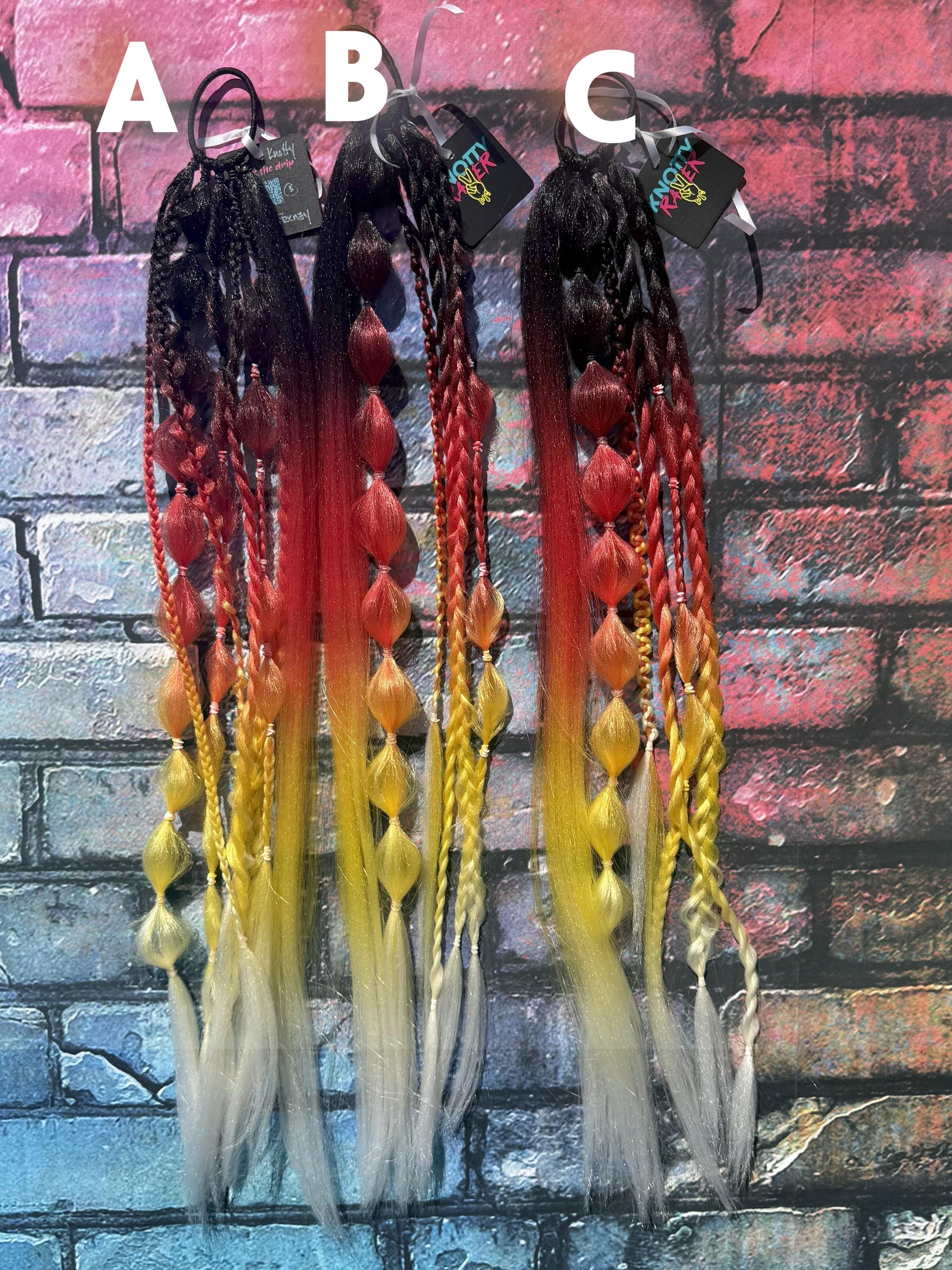 Festival Rave Yellow and Black Braided Hair Extensions twist braid tutorial ??? #ravehair #festivalbraids  main image 3