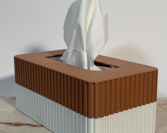 Modern Tissue Box Cover – Minimalist Ribbed Design – Decorative Tissue Holder – Contemporary Home Decor
