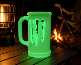 Taza portavasos que brilla en la oscuridad – Diseño de garra neón, funda para lata alta de 473 ml (16 oz)