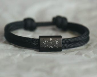 Personalisiertes Herren Armband mit Gravur - Geschenk für Ihn, Geschenk für Männer, Freund Geschenk, Segeltau Armband