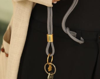 Cordón personalizado con nombre - Llavero grabado hecho de cuerda náutica, regalo para familiares, compañeros de trabajo, regalo para el Día de la Madre