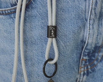 Personalisiertes Schlüsselband mit Gravur aus Segeltau, Schlüsselanhänger mit Namen, Individuelle Gravur, besonderes Geschenk für Familie