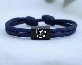 Pulsera de comunión con grabado de nombre – pulsera de bautizo personalizada, pulsera infantil con grabado, regalo para la confirmación, primer día de colegio.