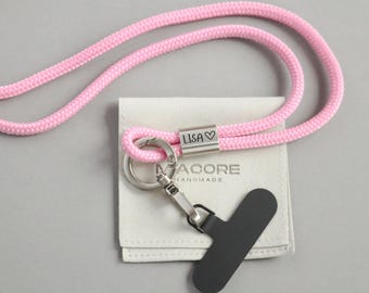 Cadena de teléfono universal personalizada con grabado: correa de teléfono universal con mosquetón y adaptador