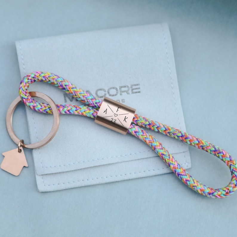Llavero de cuerda de vela personalizado con grabado: ideal para mamá, novia, regalo para mamá o mujer en Navidad. imagen 2