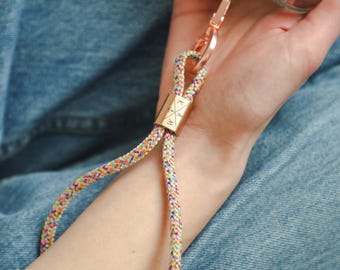 Cadena de teléfono personalizada con mosquetón y adaptador - Correa de teléfono de cuerda de navegación con grabado, regalo para novia, mamá o hermana