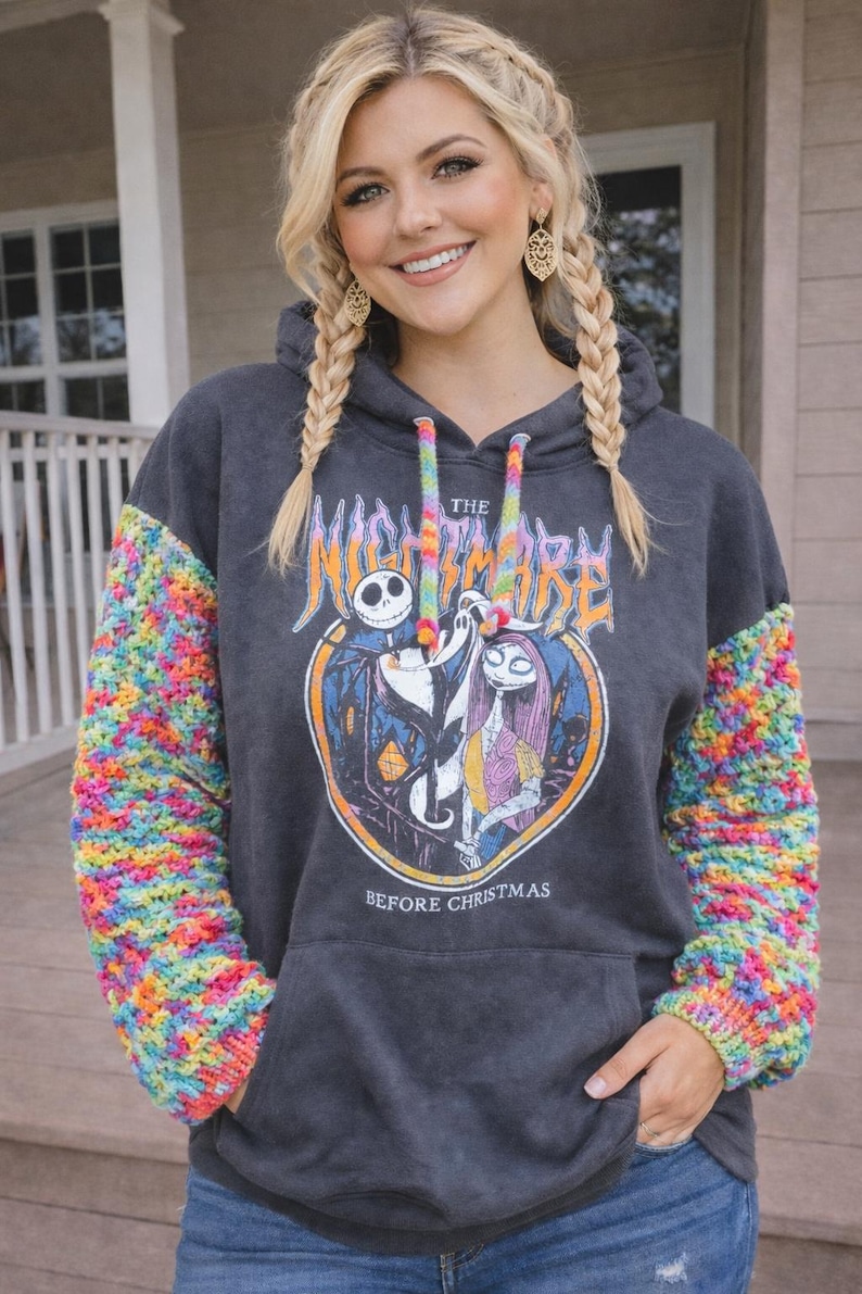 Sudadera con capucha de Pesadilla antes de Navidad con mangas tejidas a mano imagen 1