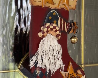 Calcetín colgante de estilo vintage americano con bandera y el Tío Sam