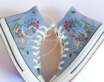 Design de broderie personnalisé Petit Prince baskets Chuck Taylor cadeaux de mariage broderie renard rose fleur cadeau de Saint-Valentin baskets montantes