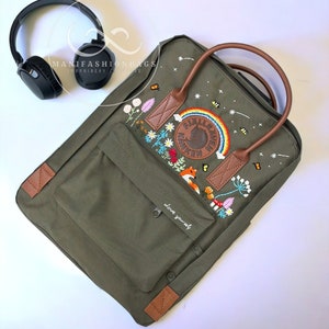 Benutzerdefinierte Fuchs Stickerei Rucksack Fjällräven Kanken Blumen Garten Stickerei Stern Schultasche mit Regenbogen personalisierte Geschenke für Freunde Bild 2