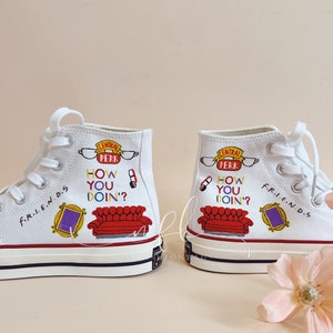 Personalize Hand-Painted Cartoon F.R.I.E.N.D.S Canvas Shoes Painted Cartoon FRIENDS Converse Chuck Taylor 1970s Mother&#39;s Day Gifts For Her