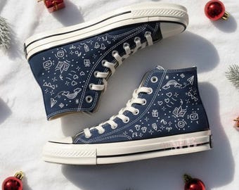 Amoureux des livres Converse personnalisées fleurs sauvages et livre brodé main Chuck Taylor des années 1970 chaussures montantes broderie baskets cadeaux pour elle