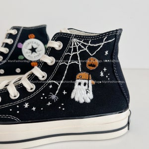 Aangepaste hand borduurwerk Cartoon Spider Man Converse High Tops jaren 1970 borduurwerk Spider Web Converse hoge nek kerst Converse Chuck Taylor