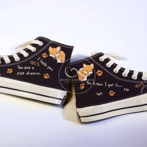 Personalized Embroidery Squirrel and Flowers Canvas Shoes Custom Embroidery Squirrel Converse Chuck Taylor High Top 1970s Gifts For Her