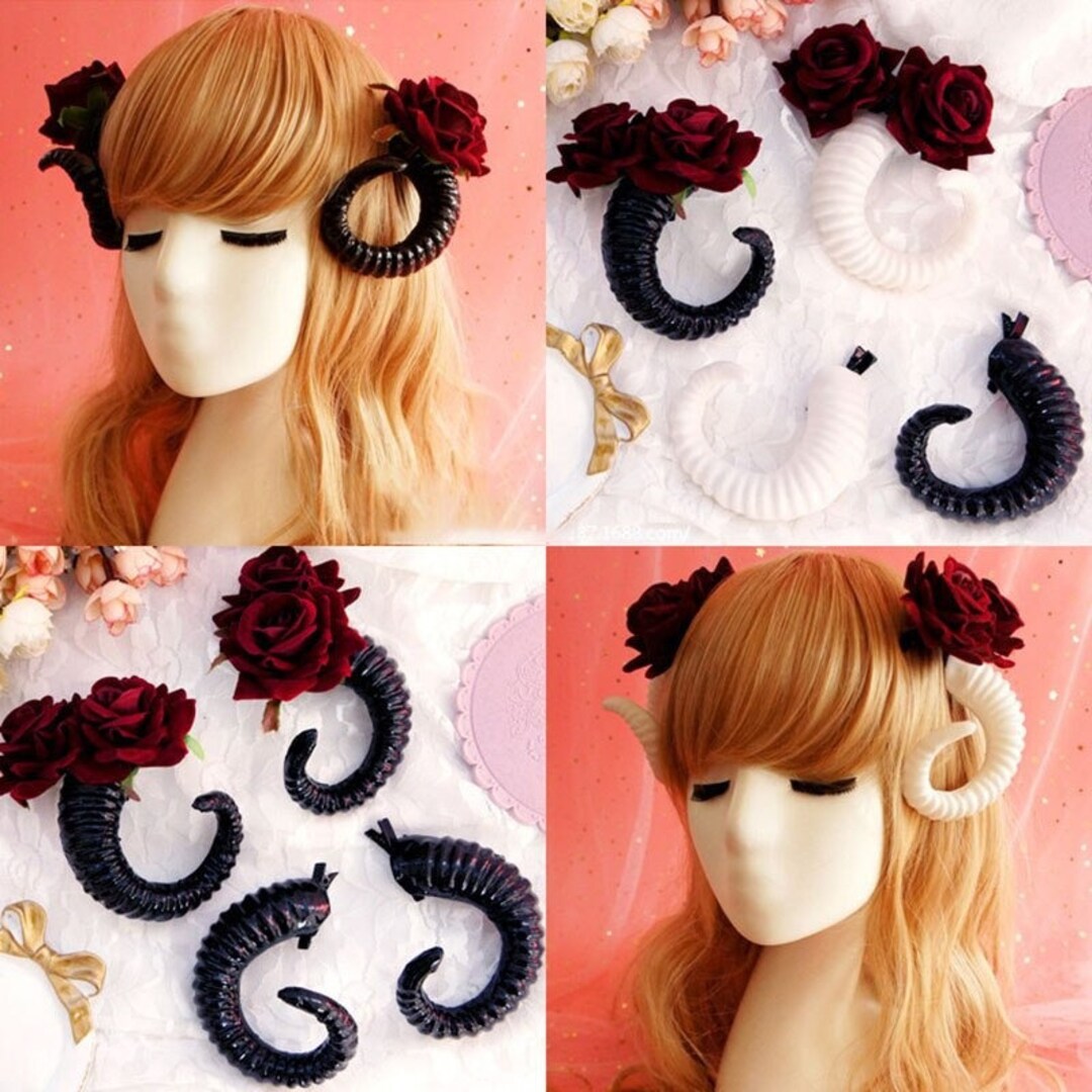 Rose Devil Horn Hairpin Flower Hair Antler Sheep Horn Etsy