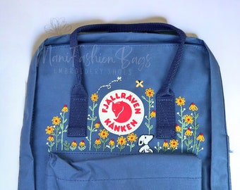 Personalizado pequeño perro lindo bordado mochila Fjallraven Kanken flor jardín bordado estrella escuela bolsa cachorro regalos personalizados para amigos
