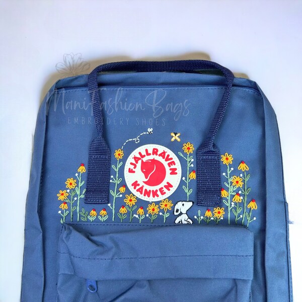 Custom Little Cute Dog Embroidery Backpack Fjallraven Kanken Flower Garden Embroidery Star School Bag Puppy Personalized Gifts For Friends