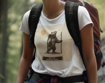 National Parks Bear Shirt - Save Our Parks - Vintage Conservation Hiking Tee