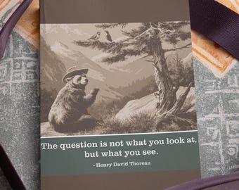 Thoreau Nature Bear Journal - The Question Is Not What You Look At - Bird Watcher Gift Nature Notebook