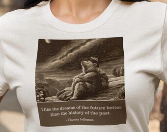 Jefferson Stargazing Bear T-Shirt - Dreams of the Future - Philosophy Gift Night Sky Shirt