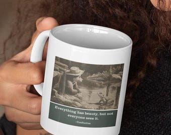 Confucius Toad Bear Mug - Everything Has Beauty Not Everyone Sees It - Philosophy Gift Cup