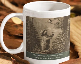Power & Charakter Bär Tasse - Plato Zitat - Führung Lehrer Eltern sanft Stärke Tasse