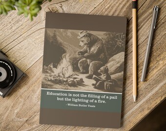 Yeats Fire Bear Journal - Not Filling Pail Lighting Fire - Teacher Gift Education Notebook