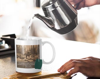 American Proverb Bear Coffee Mug - Stand Like a Rock - Hiker Gift Philosophy Mug