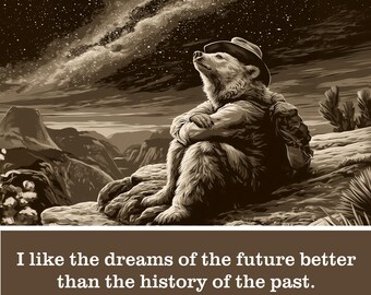 Jefferson Stargazing Bear Art Print - Dreams of the Future - Philosophy Gift for Dreamers