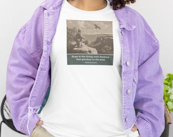 Dickinson Hope Bear Shirt - Hope Is the Thing with Feathers - Nature Poetry Gift Tee