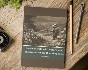 Nature Bear Journal – Wildflower Meadow, John Muir Quote Softcover Notebook
