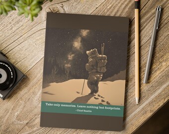 Leave Footprints Bear Journal - Chief Seattle Quote - Environmental Ethics Trail Log Notebook