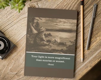 Rumi Sunset Bear Journal - Your Light More Magnificent Than Sunrise - Philosophy Gift Notebook