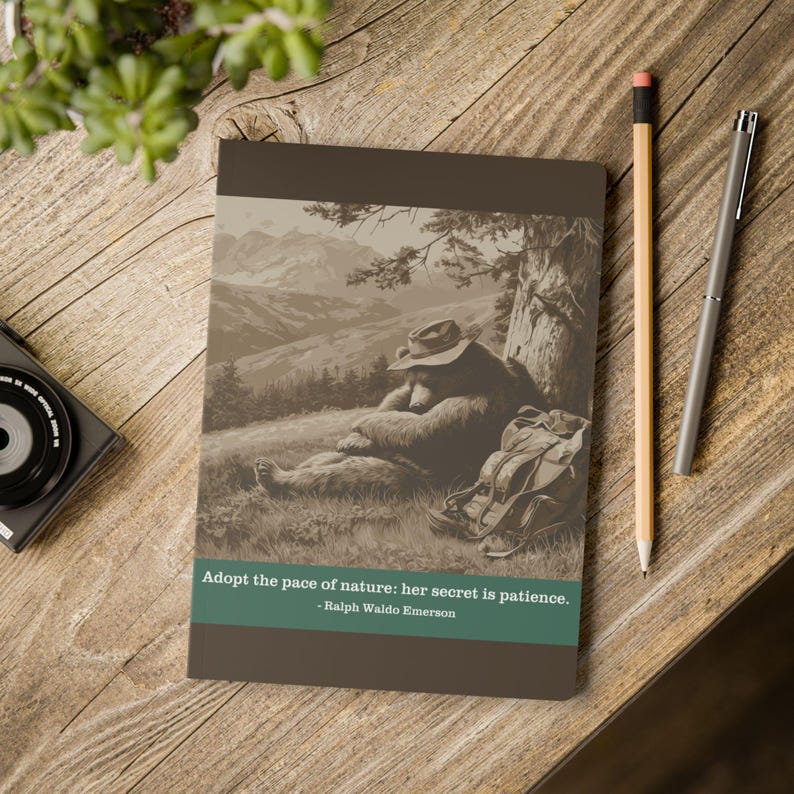 Nature's Pace Bear Journal - Emerson Quote - Rest Recovery Slow Living Patience Notebook image 6