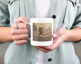Stoic Bear Mug - What Stands in the Way - Marcus Aurelius Philosophy Hiking Cup