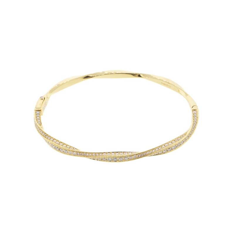 18k Yellow Gold Graff Diamond Hinge Bangle Bracelet
