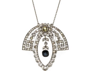 Edwardian Sapphire & Diamond Platinum Necklace