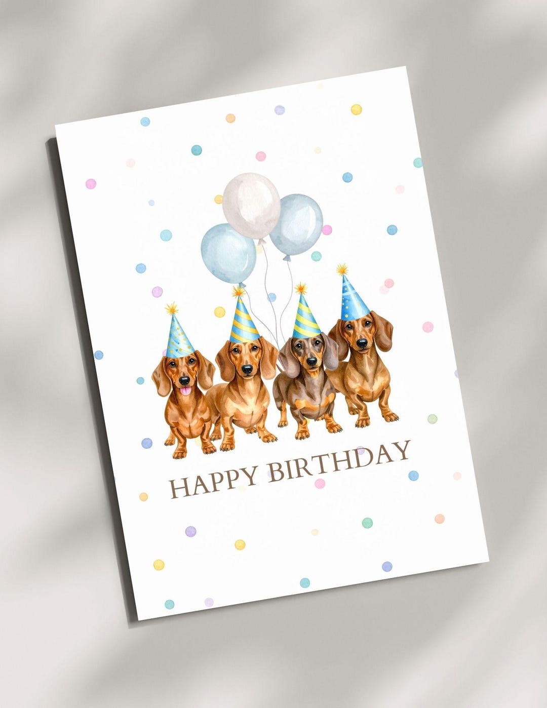 Printable Birthday Card of Dachshund Dogs With Party Hats for Dog ...