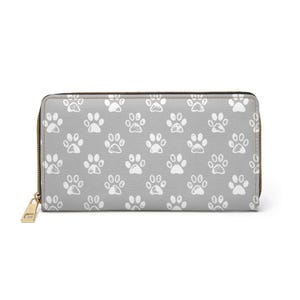 Paw Print Zipper Wallet - Cute Animal Lover Accessories, Dog Cat Pawprint Clutch, Pet Owner Gift, Card Holder Case, Coin Purse Organizer