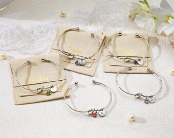 Personalized Knot Birthstone Bracelet,Gift For Her,Custom Best Friend Gift,Bridesmaid Gifts,Birthstone Charm Bracelet,Christmas gift for her