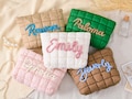 Personalized Quilted Makeup Bag,Embroidered Makeup Bag,Bridesmaid Gift,Puffer Makeup Bag,Travel Cosmetic Bag,Toiletry Bag,Gift for Her