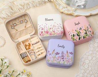 Custom Name Travel Jewelry Box,Personalized Name Travel Jewelry Box,Bridesmaid Gift Box,Gift for Her,Travel Jewelry organizer,Birthday Gifts