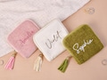 Embroidered Jewelry Case with Name,Travel Jewelry Case for women,Jewelry Organizer,Custom Bridesmaid Gift,jewelry pouch,Christmas Gift