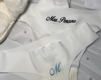 Personalized Bridal Underwear | Custom Mrs Thong | Wedding Day Undergarments | Bride Getting Ready | Bridal Lingerie Gift