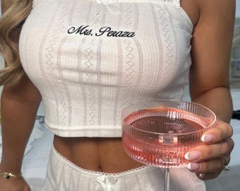 Personalized Bridal Pajama Set | Getting Ready Outfit | Custom Bride Pajamas | Bridal Morning Lounge Set | Bachelorette Pajamas | Wedding